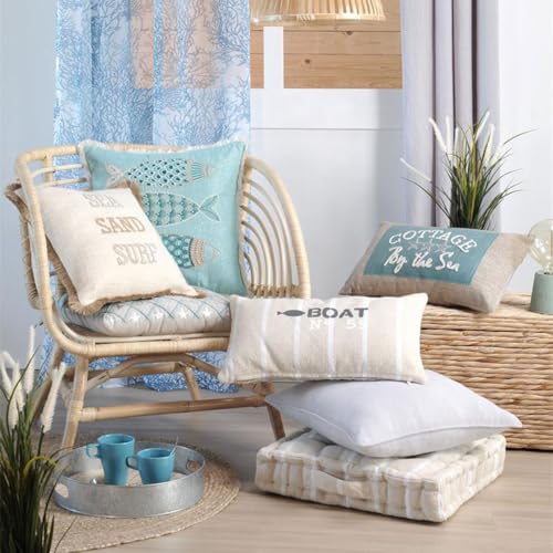 Coussin de sol coton blanc 45x45 cm St Trop finitions capitonnées - 4