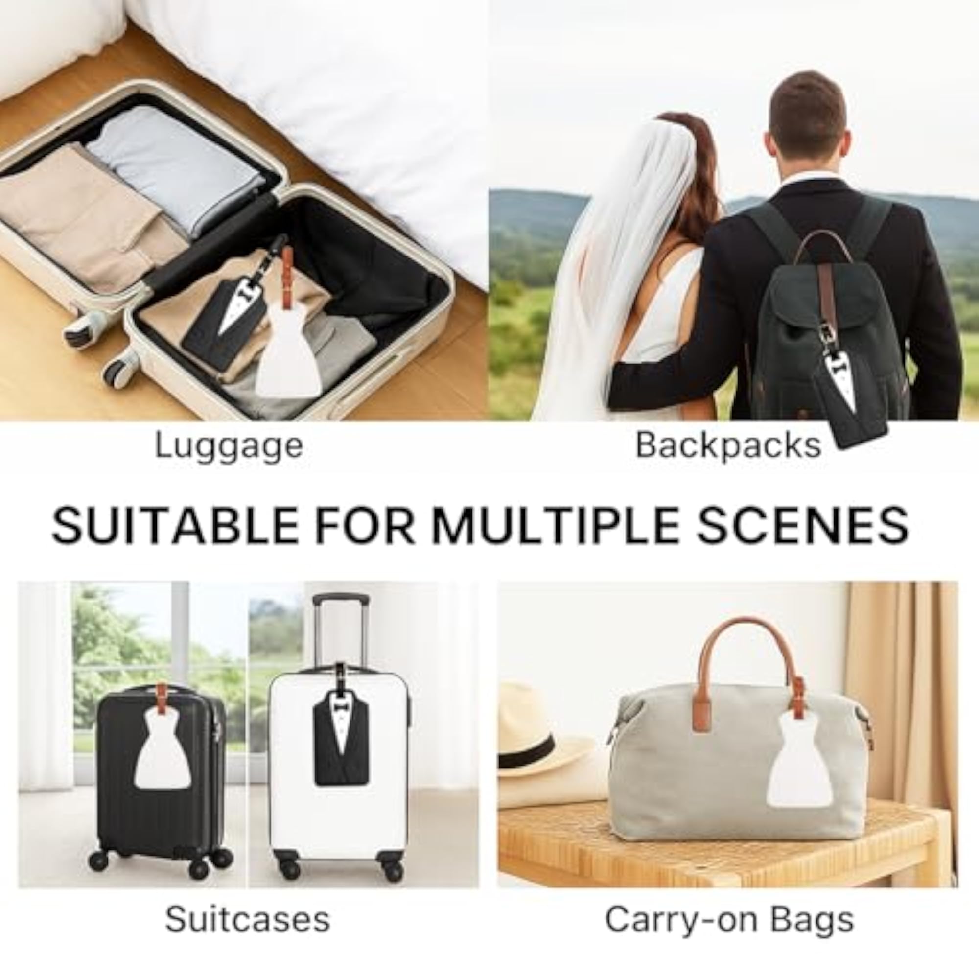 Couples Luggage Tags, Bride & Groom Wedding Suitcase Tags