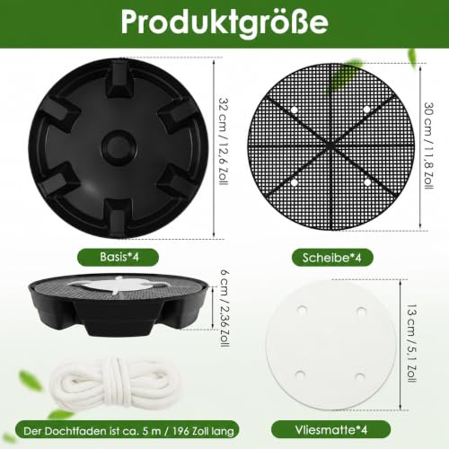 4 Stücke Selbstbewässernde Stofftopf Untersetzer 32CM PP Pflanzen Untersetzer mit Rasterbohrungen Nuten Dochtdraht Einstellbar Selbstbewässernde Topfuntersetzer für Topfpflanzen Gärten Gewächszelte