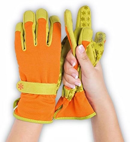 Dig It Handwear - Women's Nail and Fingertip Protector Gardening Gloves - Large - Burnt Orange