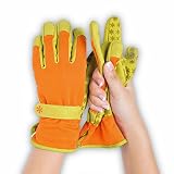 Dig It Handwear - Women's Nail and Fingertip Protector Gardening Gloves - Large - Burnt Orange