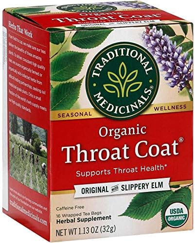 Pack of 1 x Traditional Medicinals Organic Throat Coat Herbal Tea - Caffeine Free - 16 Bags