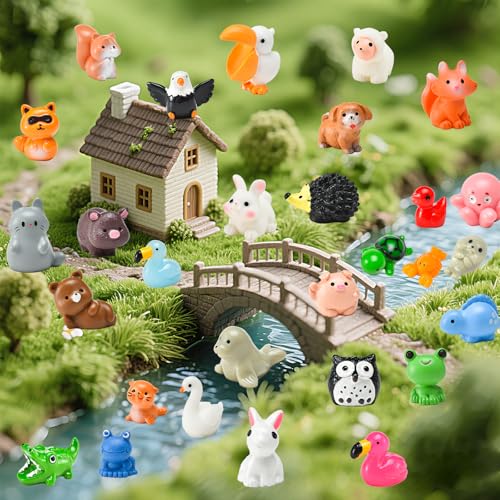 image for PAPPYN-A 50 Pcs Mini Resin Animal Tiny Resin Animals Figurines Bulk Mi