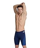 Men Hydrangea Bouquet Swim Jammer for Competition Swimming and Training, UPF 50+ UV Protection, Quick Drying Swimwear,Navy-Team Navy,36