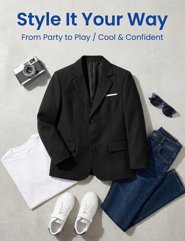 Image of Visaccy Boys Suit Jacket Toddler Formal Blazer Slim Fit Sport Coat for Kids