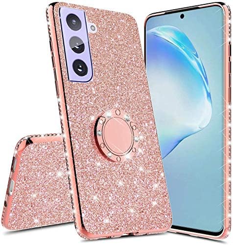 Samsung Galaxy S21 Phone Case for Women,CCSmall Glitter Sparkle Bling w/Kickstand Case Shiny Crystal Rhinestone Diamond 360 Degree Ring Grip Magnetic Phone Cover for Samsung Galaxy S21 5G HH Rose Gold Samsung Galaxy S21 Phone Case for Women,CCSmall Glitter Sparkle Bling w/Kickstand Case Shiny Crystal Rhinestone Diamond 360 Degree Ring Grip Magnetic Phone Cover for Samsung Galaxy S21 5G HH Rose Gold