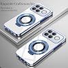 Funda transparente compatible con Poco F8 Ultra con soporte giratorio 360° magnético, carcasa para teléfono Xiaomi Poco F8 Ultra delgada con anillo de apoyo, silicona transparente protectora (Azul) 8