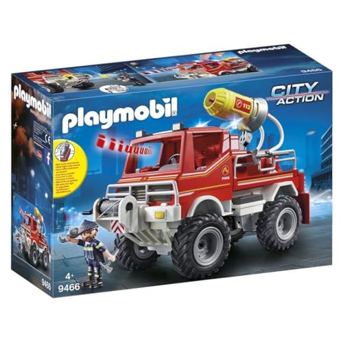 PLAYMOBIL City Action 9466, Camion spara acqua dei Vigili del Fuoco con luci e suoni, Dai 5 anni