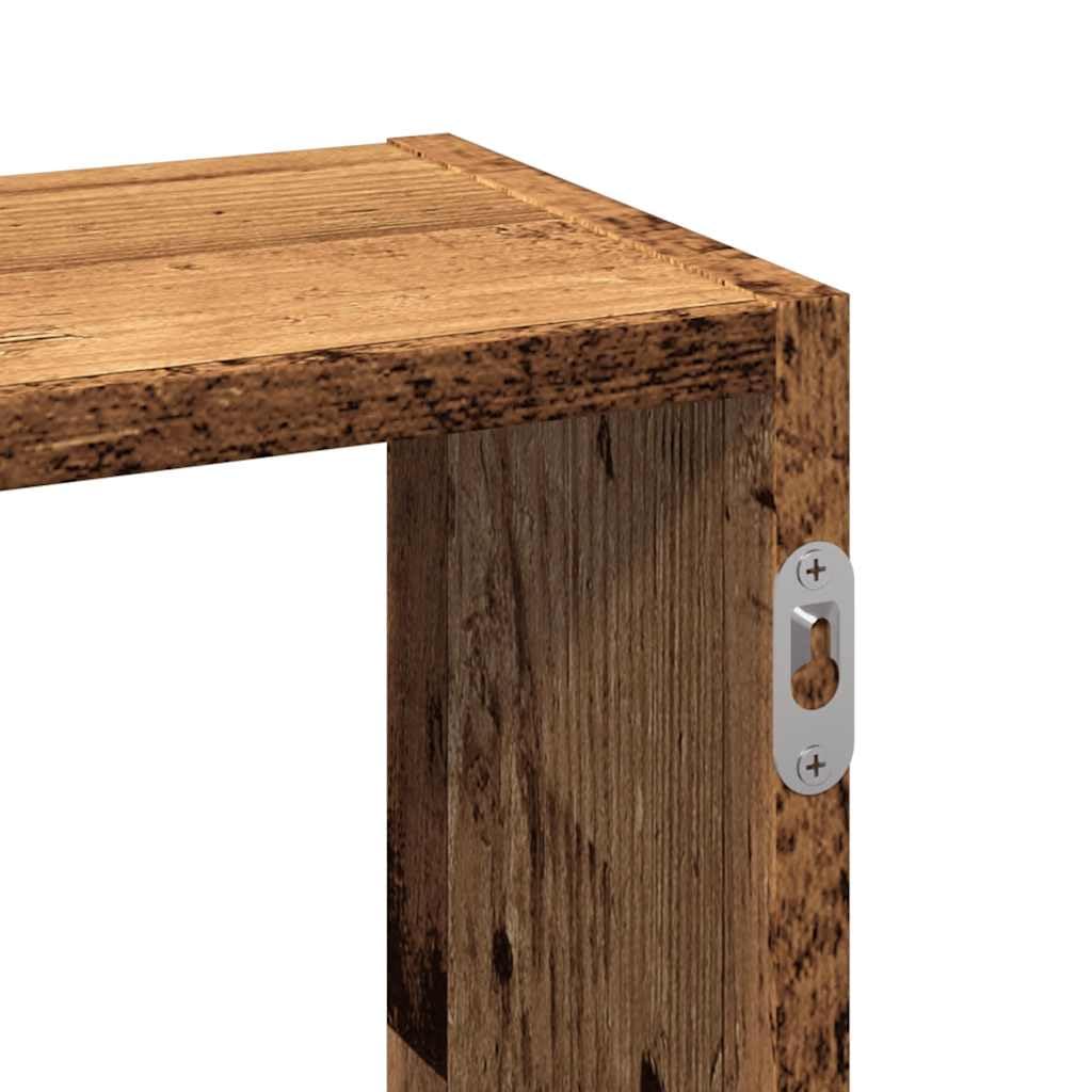 Wandregal Altholz Holzwerkstoff 159x18x66 cm Schwebendes Regal mit Stauraum für Bücher Deko und Pflanzen für Wohnzimmer Küche und Badezimmer