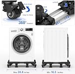 DEWEL Machine de lavage pied Stand Largeur 16.5-24.4 pouces Hauteur de 3,9-4,7 pouces Multi-fonctionnel Movable Base mobile Roller réglable avec 4 Roues et roues en caoutchouc de verrouillage 8 Pieds forts