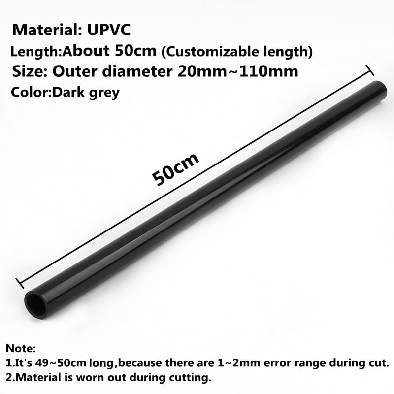 flexiable rubber PVC Tube 50cm PVC Pipe Garden Irrigation Watering Fittings Planting Frame Pipe Aquarium Fish Tank Water Supply drain elastic (Color : Dark Gray, Size : Outer Dia 20mm)