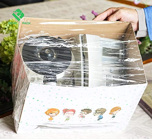 4 Pack Industrial Mini Clear Stretch Wrap With Handle 5" 1000Ft 80 Gauge For Pallet Wrap, Durable Self-Adhering Plastic Wrap For Packing, Moving, Heavy Duty, Bomei Pack #TOP6