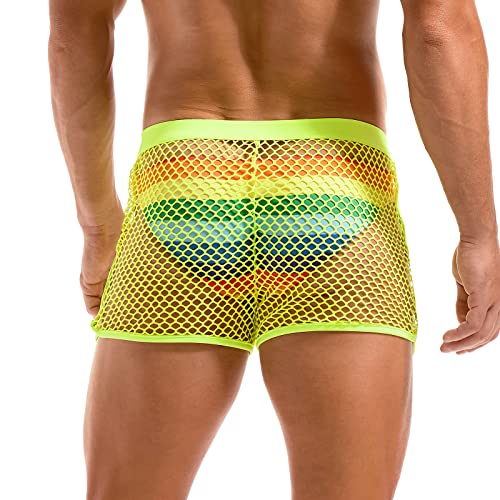 AMY COULEE Mens Fishnet Shorts See Through Openwork Boxers Sexy Mesh Booty Shorts2