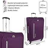 Pierre Cardin Soft Shell 31 Inch Suitcase with x4 Spinner Wheels - Cion Suitcases Quality Tested Soft-Sided Luggage | Weighing 2.9 Kg 79cm Large 104 litres Cap (Large, Purple & Light Grey) - Image 3