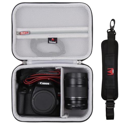 Mchoi Camera Case Fits for Canon EOS Rebel T7 / R100 / R50 / R5 / R6 Mark II / R7 / R8 / 90D / 5D Mark IV DSLR Camera Lens with Shoulder Strap (Grey)