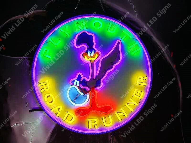 Queen Sense 24"x24" Plymouth Road Runners Garage LED Sign Light Neon Signs Lights Wall Party Decor Lamp With Dimmer A124XLED031