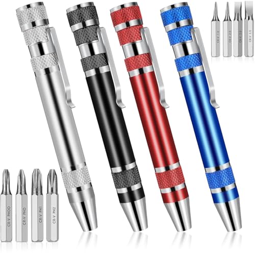 VIVIIHOO 4 Pack 8 in 1 Set di cacciavite a Penna Cacciavite Tascabile Mini Magnetico cacciavite a Croce Portatile Strumenti manuali