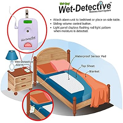 Wet Detective Bedwetting Kit, Incontinence & Bedwetting Alarm System, Includes 2 Sensor Pads
