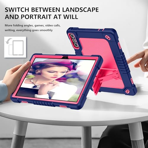 Kebiory for KADYBE D106/MEIZE Model D106 10.1 inch Tablet Case with Shoulder Strap Kiskctand Friendly Shockproof Case for KADYBE D106/VOZIZOV D106/FEONAL 10.1 inch 2024 (NavyPink) by Kebiory - Image 7