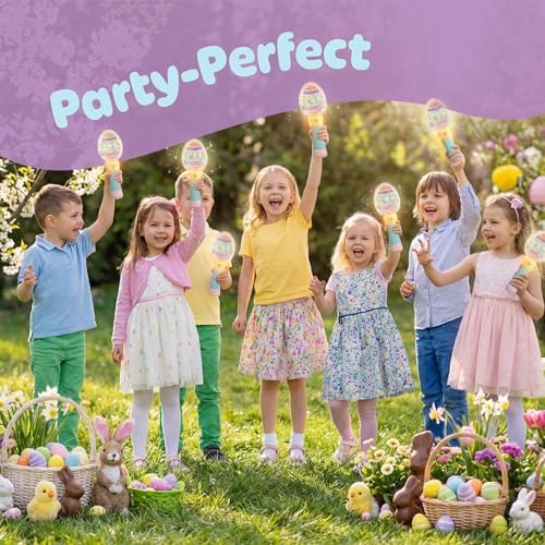 Magic Ball Wand for Kids 7.5" - Custom Egg-Shaped Top Light Up Magic Ball Toy Wand with Batteries Included - Flashing LED Spring Summer Toy Wands for Boys & Girls, Fun Gift or Birthday Party Favor - 5