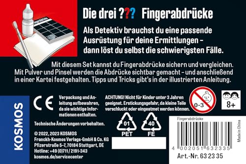 Die drei ??? Fingerabdrücke von KOSMOS, 632335, Detektiv Gadget, spannendes Detektiv-Spielzeug Set für Kinder ab 8 Jahre, Geschenk für Geburtstag, Mitbringsel, Schwarz