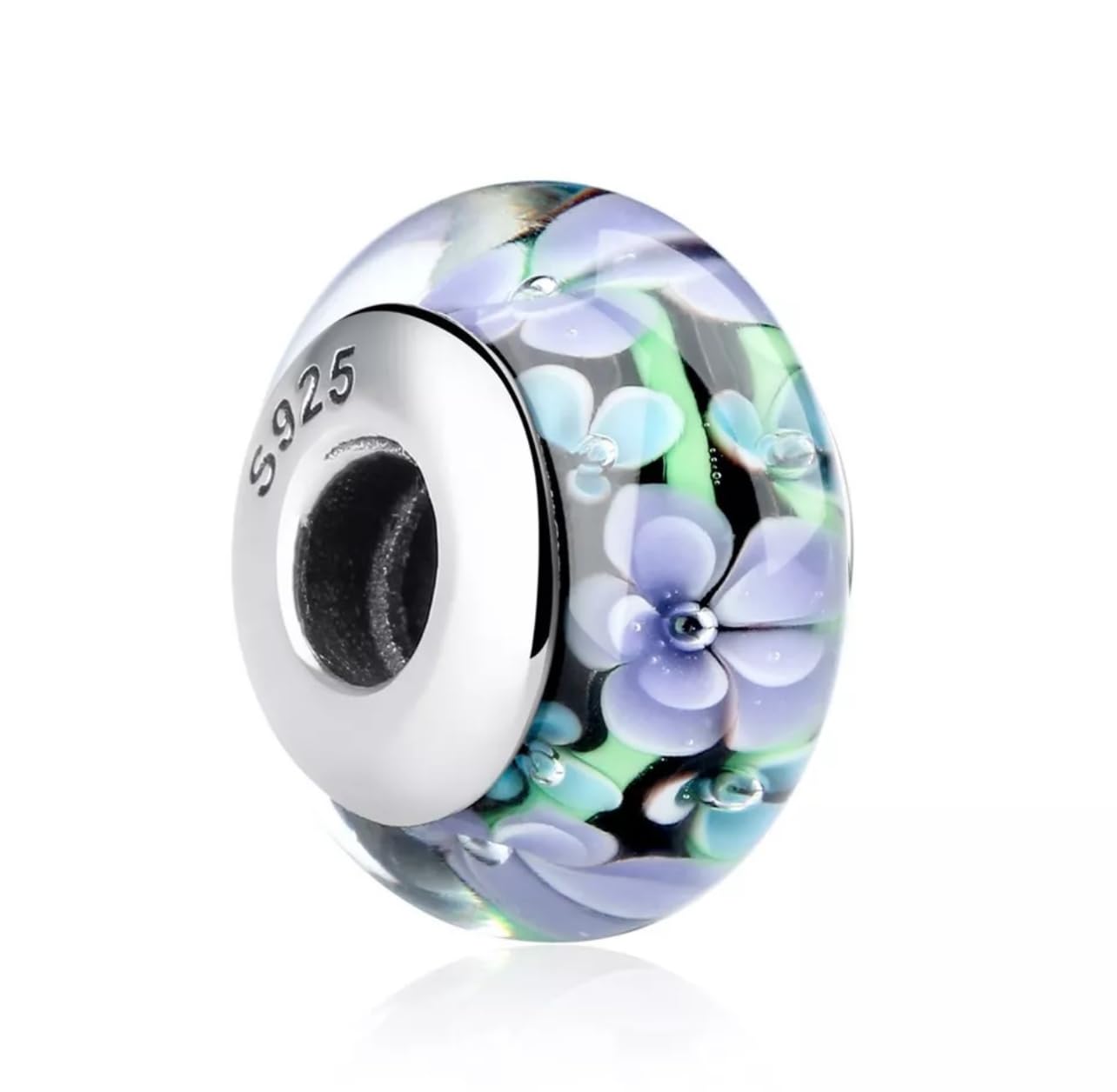 Abalorio de flor morada de plata 925 para personalizar tu pulsera en el día a día 3