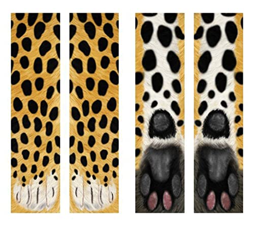 Wansruee Unisex 3D Animal Feet Print Socks Cat Dog Horse Animals Zoo Novelty Funny Socks For Men Women (Leopard)