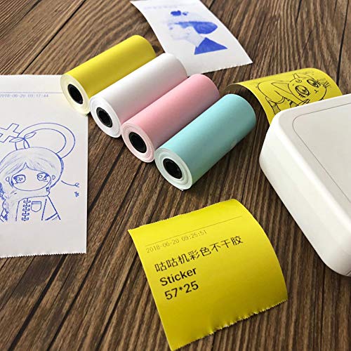 4Pcs Printable Sticker Roll - Color Direct Thermal Paper Self-Adhesive 57X30Mm For Paperang And Mini Wireless Mobile Instant Printer(Yellow,Pink,Blue,White) #TOP7