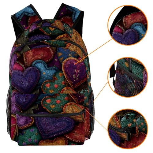 Seamless Hearts Colored Pattern (1) Backpack Fashion Large Lightweight Travel Shoulder Bag Fits 14 Inch3