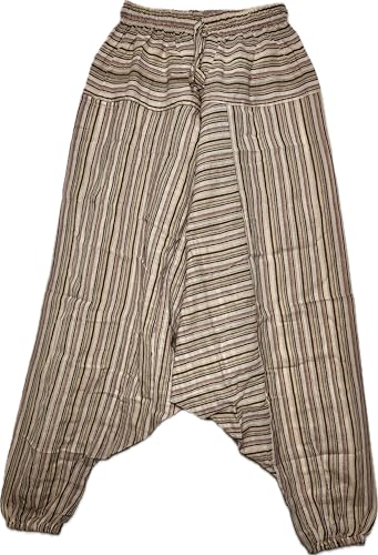HCZ Pantalones Bombacho Hippie (Beige, XL)