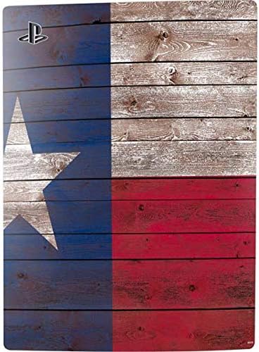 Skinit Decal Gaming Skin Compatible with PS5 Console - Texas Flag Dark Wood Design