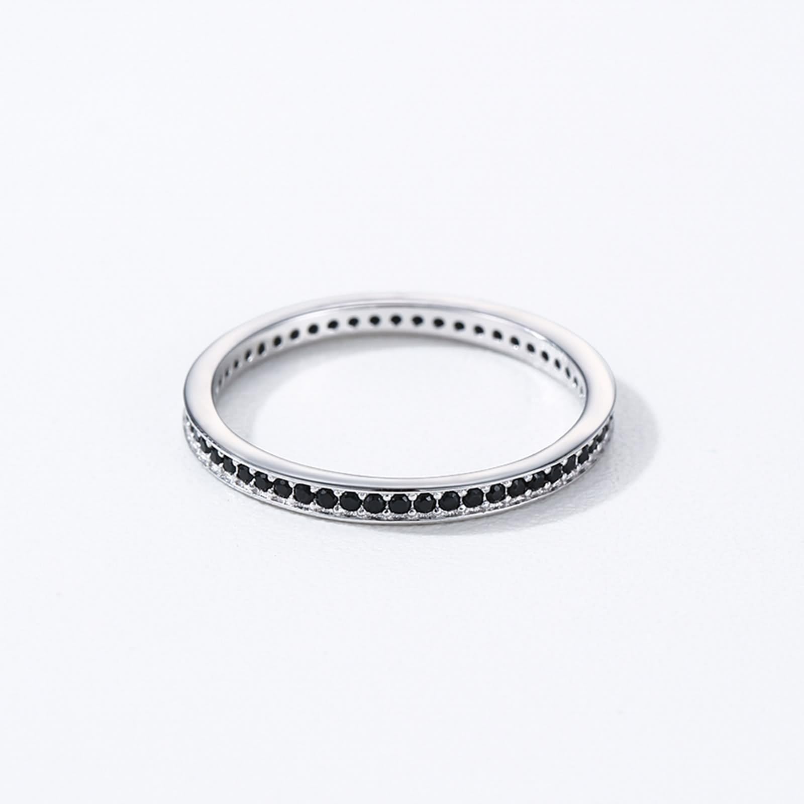 Anelli dell'amicizia fidanzate, gioielli anelli design classico con onice nero rotondo 9 k oro bianco misura 49 (15,6)