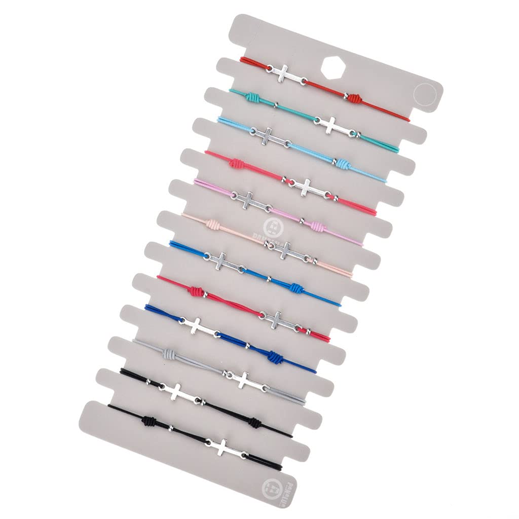 Lot 12 Bracelets Corde Croix Réglables – Bijoux Chrétiens Femme Fille Ado Enfant