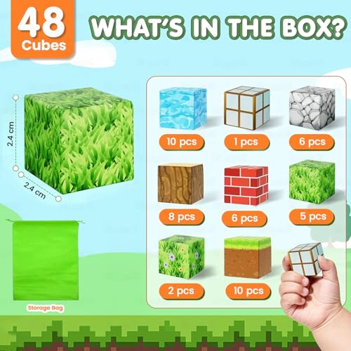 Image of Kidology 48PCS Magnetic Building Blocks for Kids | STEM Magnetic Tiles & Sticks Construction Set | Creative Learning Toy for Toddlers 3+ | Magnetic Cubes, Sensory Outdoor & Indoor Educational Toy