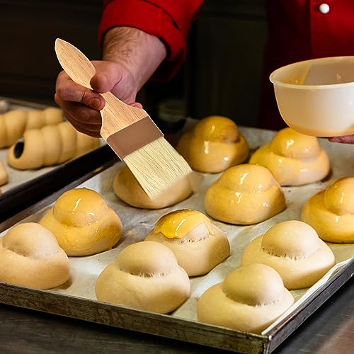 3 Stücke BBQ Pinsel Holz, Küchenpinsel für Grill, Natürliche Borsten Gebäck, Backpinsel mit Naturborsten Natur, Brotpinsel Pinsel mit Langem Holzgriff für Backen, Kochen, Grillen & Outdoor