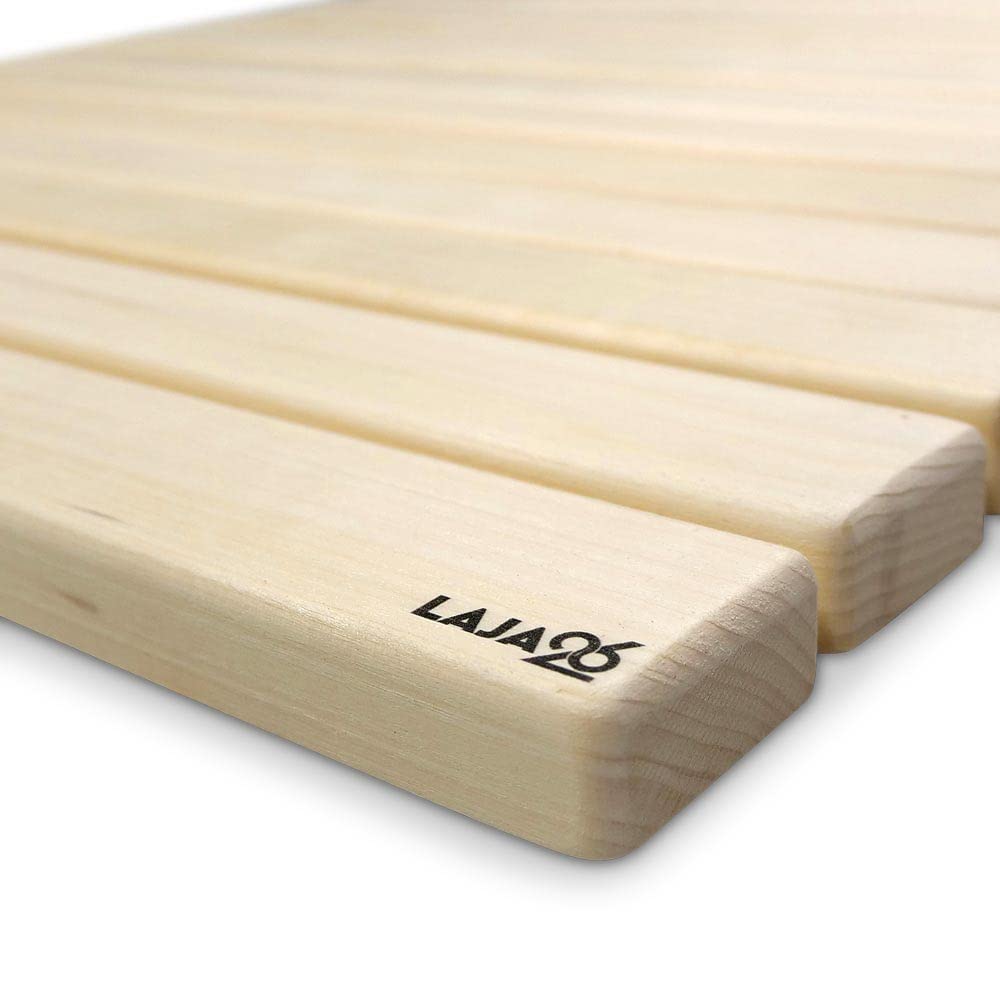 Sauna Bodenmatte 80x60x2 cm FSC Espenholz Rollbar Rutschfest Wärmebeständig Luftfeuchtigkeitsbeständig