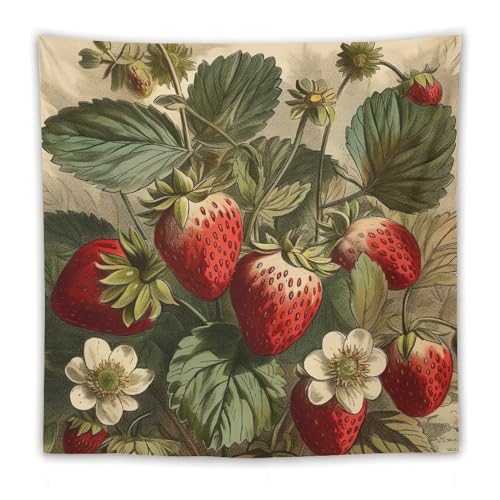 Tapisserie murale fraises rouges décoration suspendue pour salon