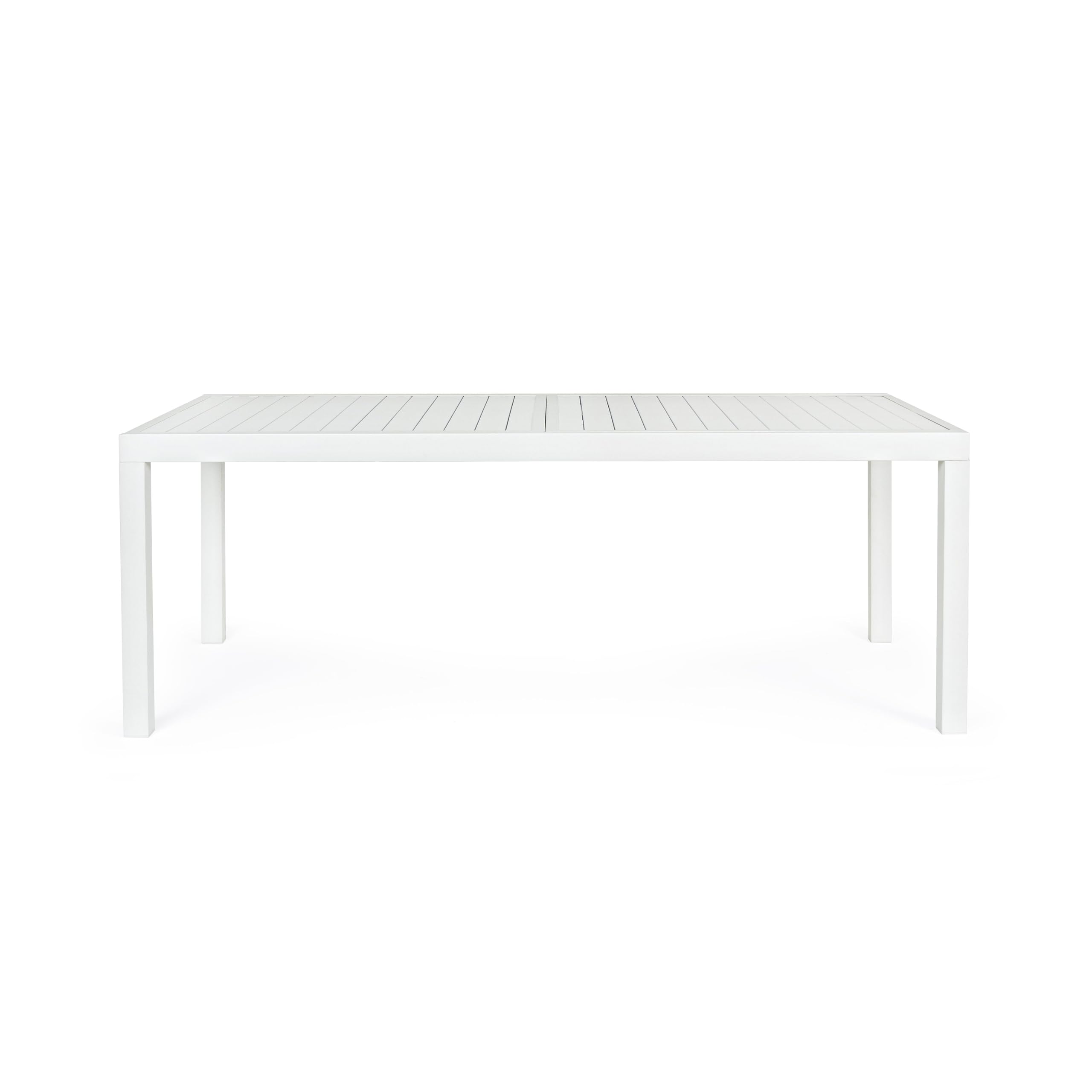 Totò Piccinni Tavolo SALINA Allungabile in alluminio rettangolare ideale per giardino con piano a doghe dal design moderno (Bianco, Tavolo 200/300x100x75)