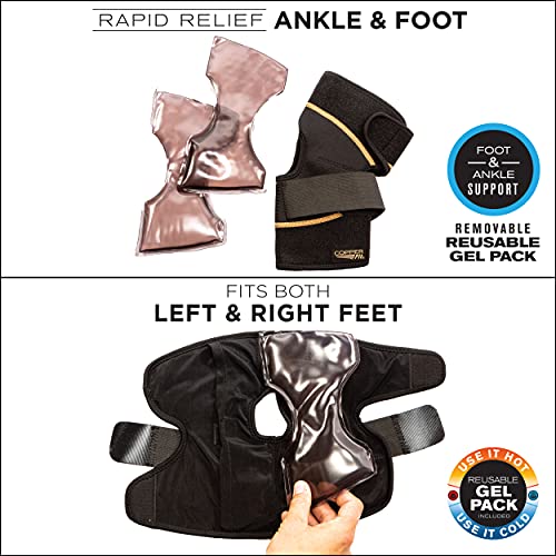 Copper Fit Unisex Adult Rapid Relief & Hot/Cold Ankle Foot Wrap With Hot Cold Pack, Black, One Size Fits Most Us #TOP3