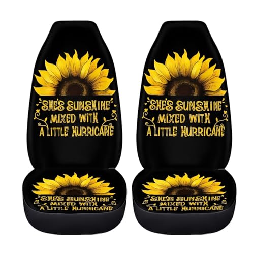 DTKDJCHC Shes Sunshine Sunflower Car Seat Covers Set Sunflower Car Accessories for Women Car Seat Covers Front Seat Protector 2 Packs Vehicle Interior Seat Mat Cover for Front Set for SUV Truck Sedan