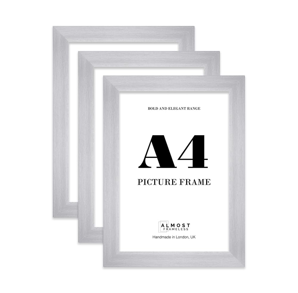A4 Photo Frame, Display A4 Pictures (21 x 29.7cm - 8.3 x 11.7in) Picture Frame for wall Display - Silver - 3 Pack