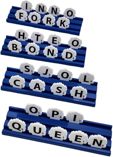 Soportes para fichas de juego de estrategia de palabras, juego de 4 porta-fichas de plástico para fichas de rompecabezas de palabras