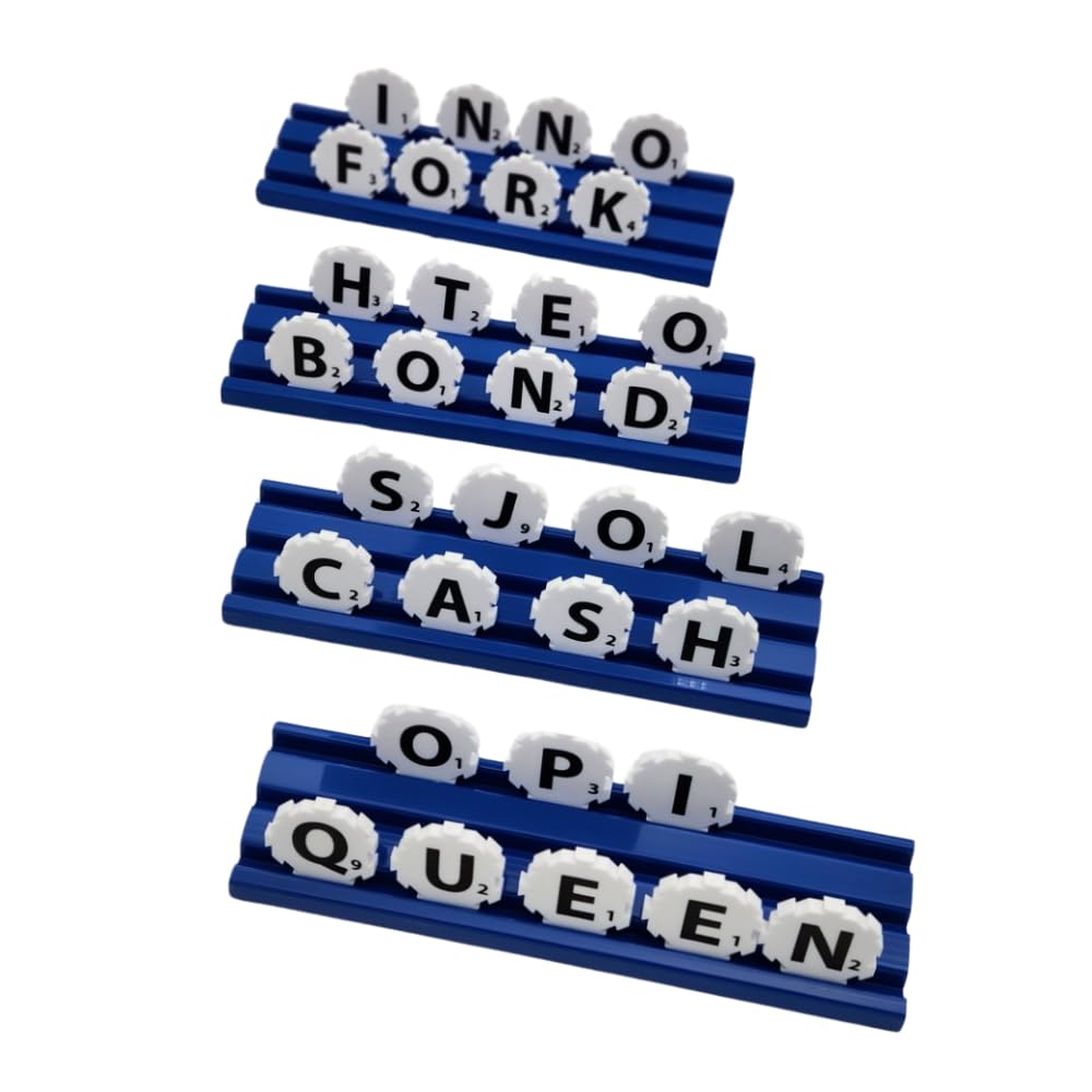 Tile Racks for Word Strategy Game, Set of 4 Plastic Stand Holders for Word Puzzle Tiles
