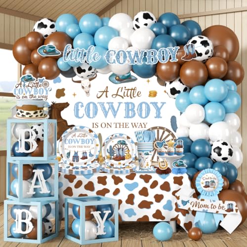 298pcs Cowboy Baby Shower Decorations for Boy, All-in-1 set, 25 Guests