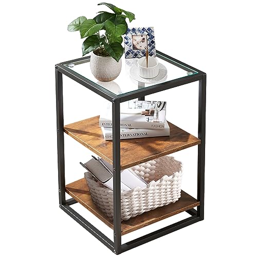 SICOTAS Beistelltisch Nachttisch Sofatisch mit 3 Ablagen kleine Couchtische...