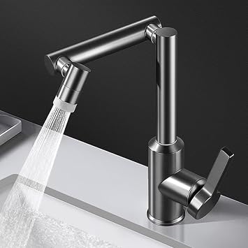 Mechanical Arm Faucet Bathroom Kitchen Sink, Cold And Hot Dual Control Faucet, Expandable Rotating Anti Splash Pressurized Faucet(A Porcelain White)