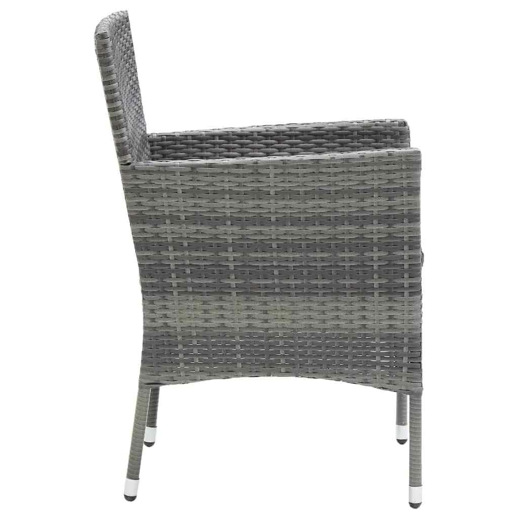 Set da pranzo da giardino in polyrattan grigio, con 6 sedie e tavolo in vetro, cuscino confortevole per terrazza, balcone, esterno