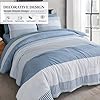 Blue Comforter Set Queen Size,Boho Striped Comforters for Boys & Girls,7 Pieces Bed in A Bag Simple Neutral-Style Bedding Sets for Kids Teen #3
