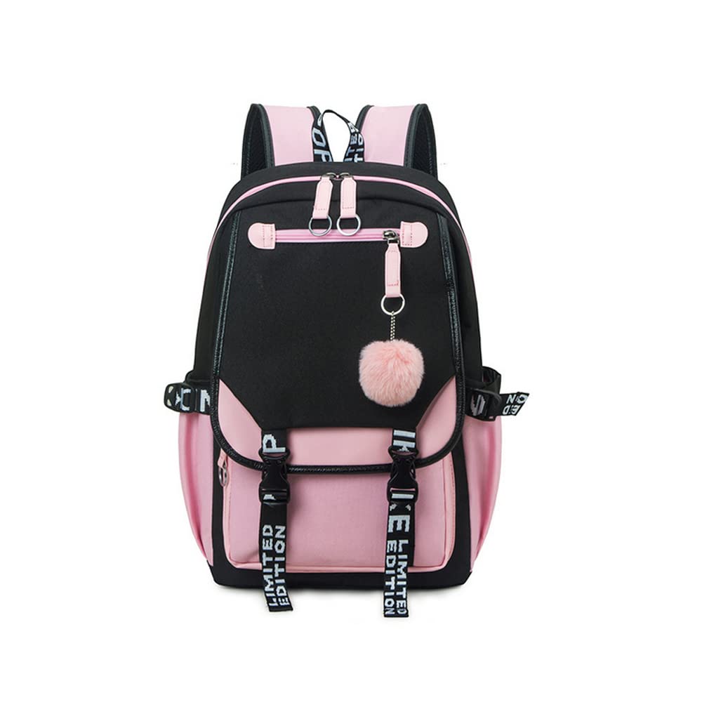 dageraad Backpacks For Teen Girls With USB Port,black cute backpack Can Hold 15.6in Notebook,Tablets.Girls Backpack Can Be Used As Gift for Students