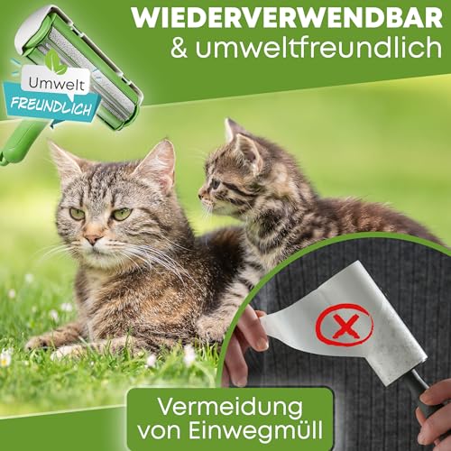 NEUHEIT 2026 - DOGGYBOO® Selbstreinigender Tierhaarentferner – Premium Fusselrolle für Hundehaare und Katzenhaare, Wiederverwendbarer Katzenhaarentferner für Sofa, Teppich, Bett und Auto (Grün)